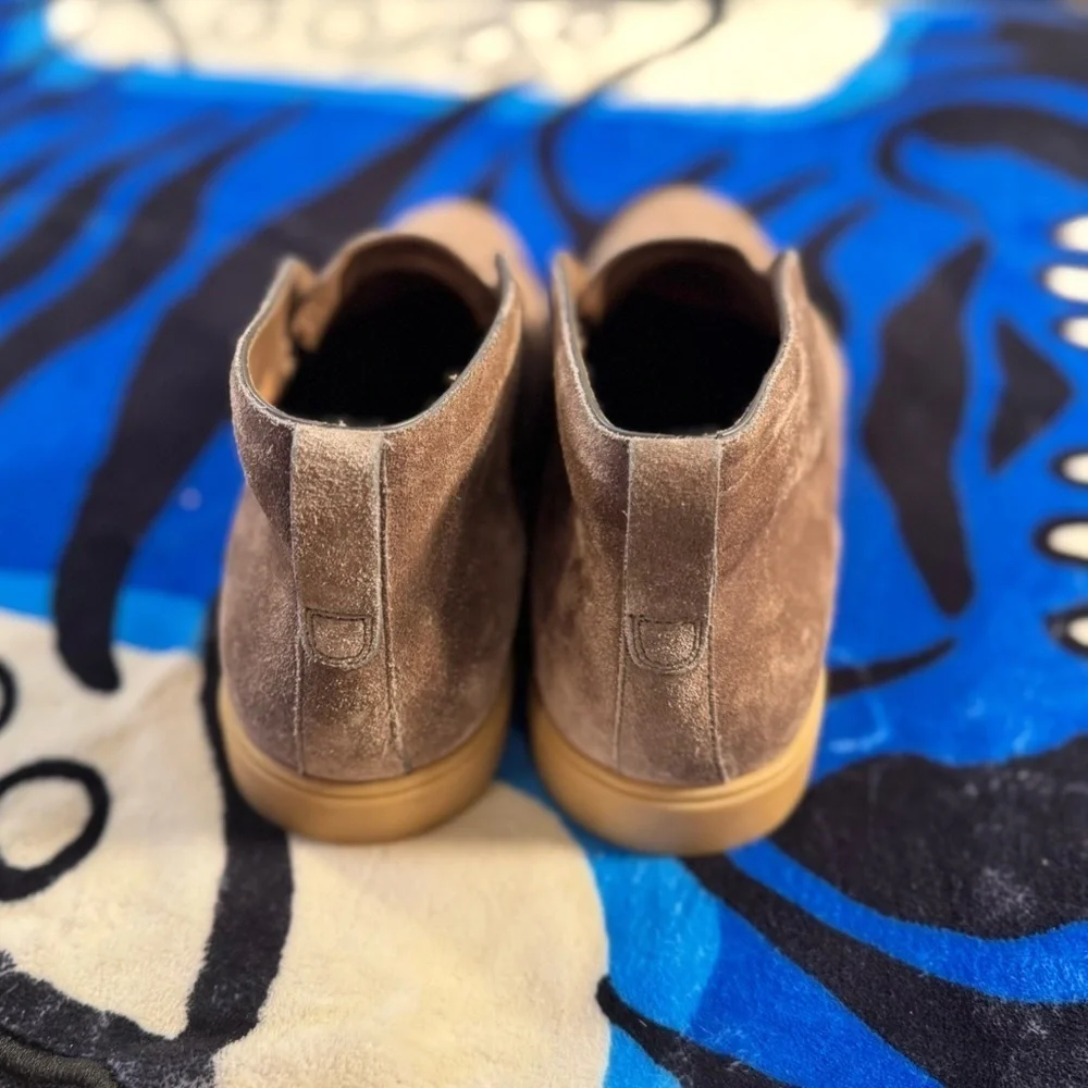 Santoni Brown Suede Chukka Slip-On Boots with Tan Soles